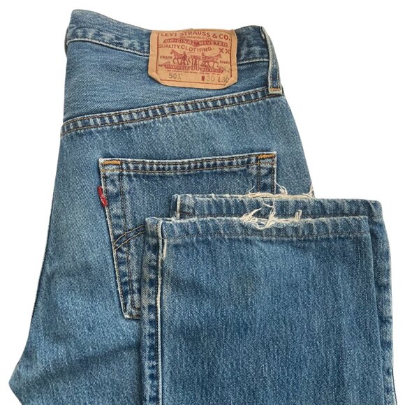 Vintage LEVI'S 501 Classic Straight Leg Ankle Jeans Blue - Picture 8 of 14